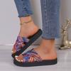 Pantoufles d'été tendance Pantoufles à plateforme imprimées colorées Confortables Antidérapantes Chaussures de plage d'extérieur Chaussures légères pour femmes Sandales