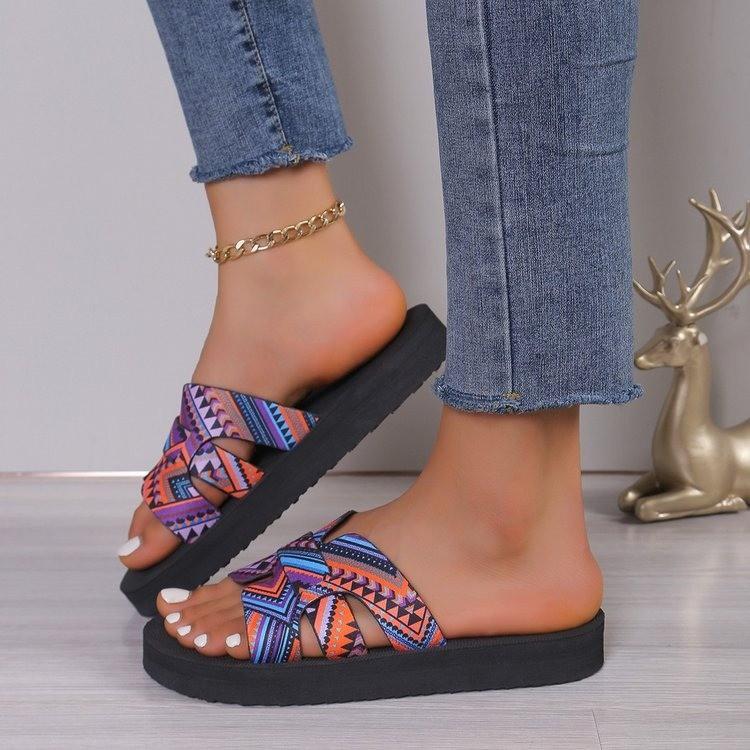 Fashion Summer Slippers Colorful Printed Platform Slippers Comfortable Non-slip Outdoor Beach Shoes Lightweight Women's Shoes Slides