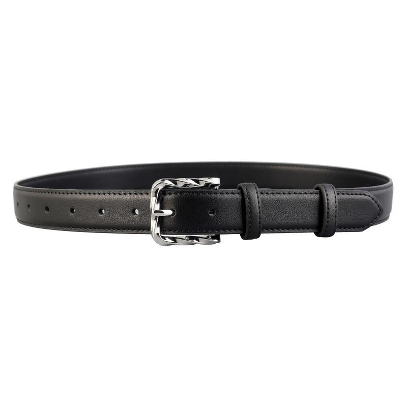 

Twotone Cowhide Ladies Belt With Alloy Pin Closure For Daily Wear And Office Use чёрный