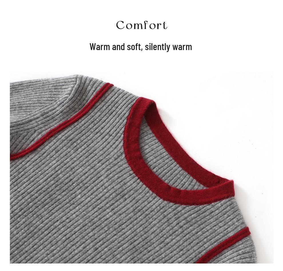 Women's Loose Color Block Cashmere Sweater - Autumn Winter 2026