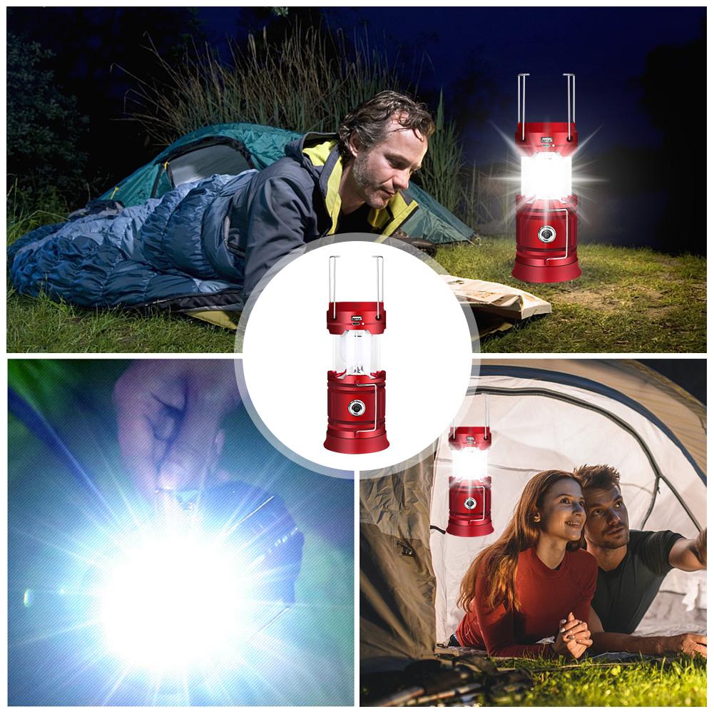 LED Camping Emergency Lamp Solar Powered 350lm Tent Lights for Outdoor Hiking