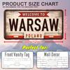 VintageStyle Warsaw Poland Metal Sign Wall Art Retro Aluminum Welcome SignDecor for Home Garage Cafe Bar
