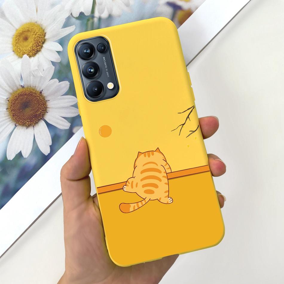 For OPPO Reno5 Pro 5G 4G Reno5 Phone Case Reno 5 5Pro CPH2201 CPH2145 Cute Cat Cartoon Candy Color Soft Silicone TPU Back Cover