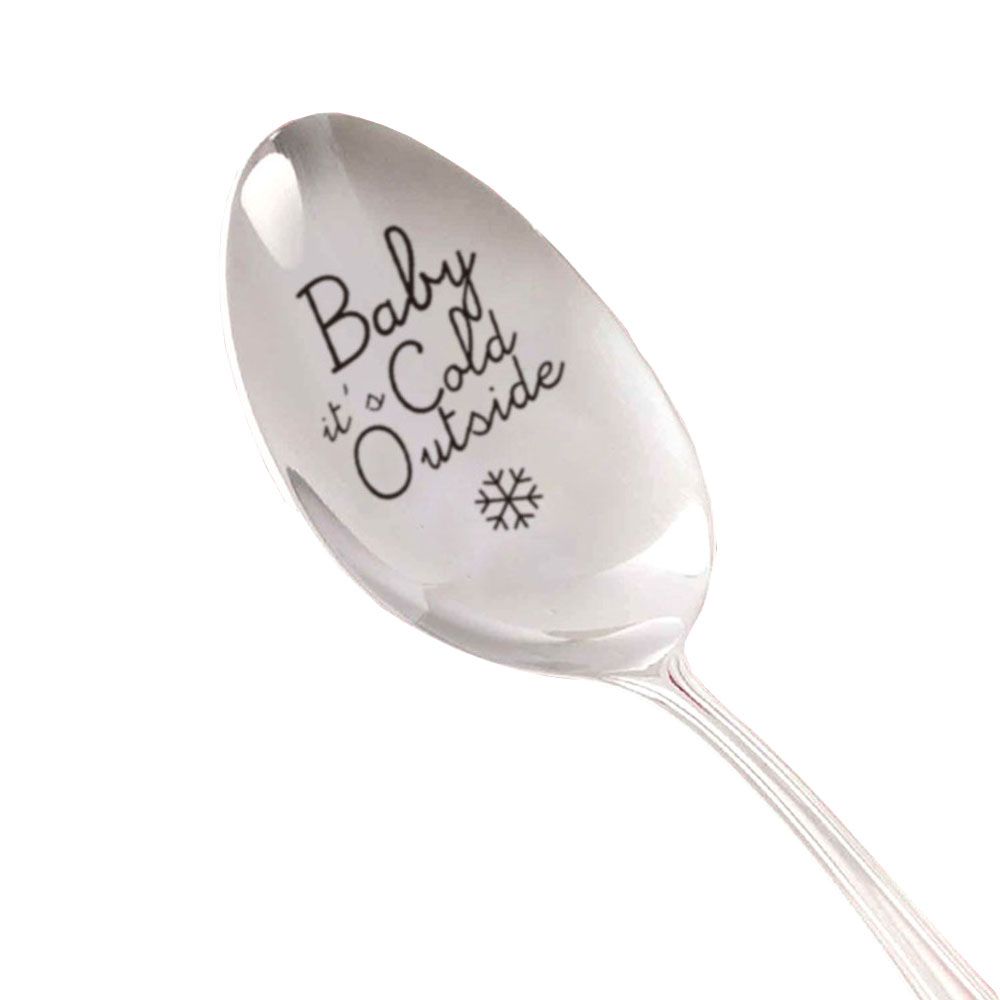 Stainless Steel Anniversary Tableware Valentine s Day Coffee Spoons Christmas Spoon Teaspoon Engraved Spoon