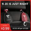 Bilklistermärke 1 st Läder Bilbarnstol Bakre Krokar Bärbar Hängande Väskställ För Tesla 3 S X Y Cybertruck Roadster