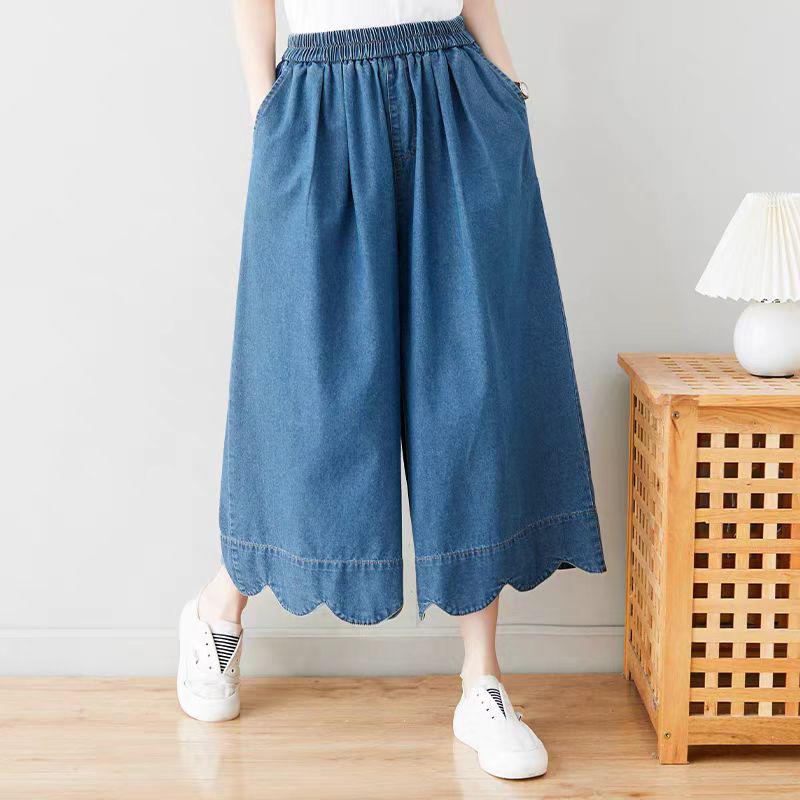 

ZANZEA Женские повседневные укороченные брюки свободного кроя с эластичной талией M синий