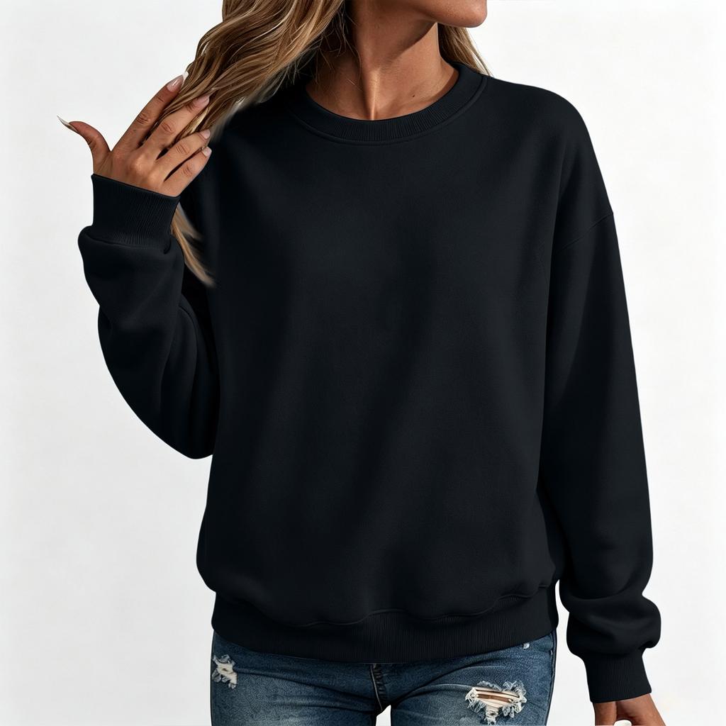 Damen Übergröße Pullover Sweatshirt Lockerer Schnitt Rundhalsausschnitt Farbe Lässiges Oberteil für den Alltag