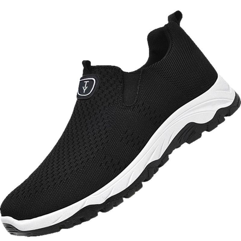 Foreign Trade New Flying Woven Breathable One-pedal Casual Shoes Men's Shoes Men's Lazy Shoes Old Beijing Cloth Shoes Elderly Shoes