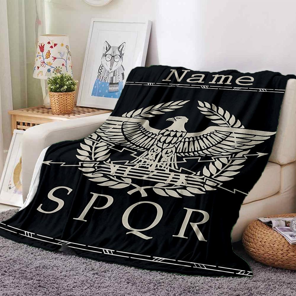 Customiz Name Personality SPQR logo Blanket Soft &Warm Sofa Office Bed Travel Lunch Break Blanket, Gift Suitable All Seasons