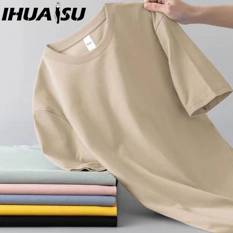 IHUASU Bavlněné tričko s krátkým rukávem Pánská móda Košile s volným polovičním rukávem Košile s potiskem