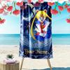 Name Custom Magic Sailor Girl Print Beach Towel, Large Soft Quick Dry Towel for Beach Camping Swimming