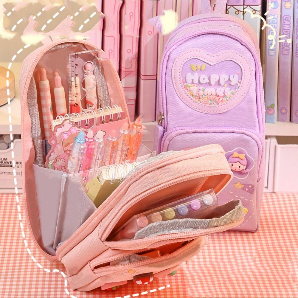 

3-Layer Pencil Cases Large Capacity Canvas Canvas Pencil Pouch 3-Layer Pencil Bag School Supplies