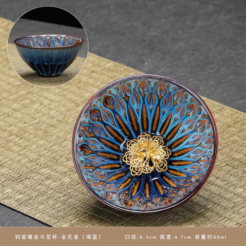 New kiln ceramic large master cup special-shaped cup inlaid with gold and silver tea cup guest cup creative kung fu tea set tea cup