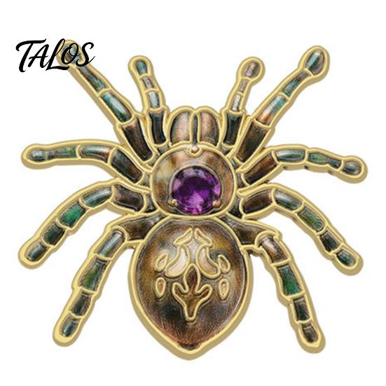 Simulated Spider Lapel Pins Gothic Brooch Pin, Colorful Rhinestones Decor, Retro Personalized Backpack Alloy Decorative Pin for Jackets And Backpacks