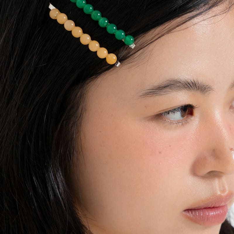 

geegee gemstone line hair pin - 4color black