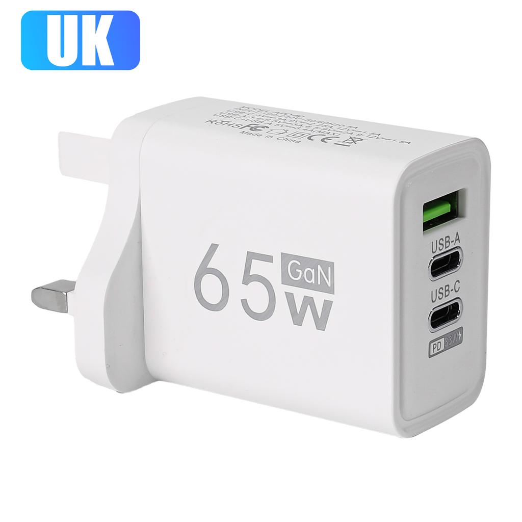 65W USB C Ladegerät GaN Schnelllade-Ladegerät PD Schnellladung 3.0 Typ C EU UK Steckeradapter für Samsung IPhone Xiaomi Oppo