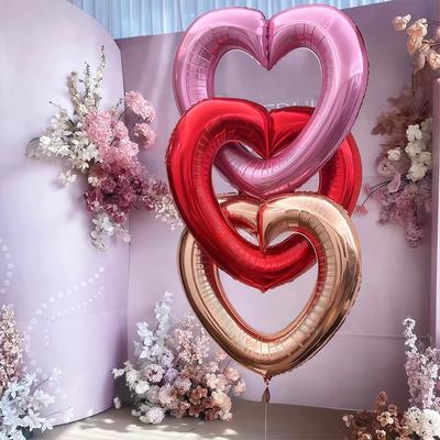 40 Inch Heart Balloons Hollow Hook Love Hearts Aluminum Film Balloon Wedding Party Decor Love Balloon for Birthday Photo Shoots