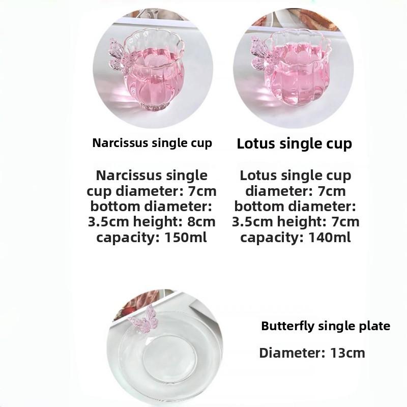 Japanese Flower God Cup Collection Handmade Narcissus Butterfly Cup Home Glass Cup Coffee Cup Creative Tea Cup