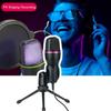 1 Set Condenser Microphone USB Gaming Mic Build-in LED Lighting for PC Laptop Gaming Singing and Recording
