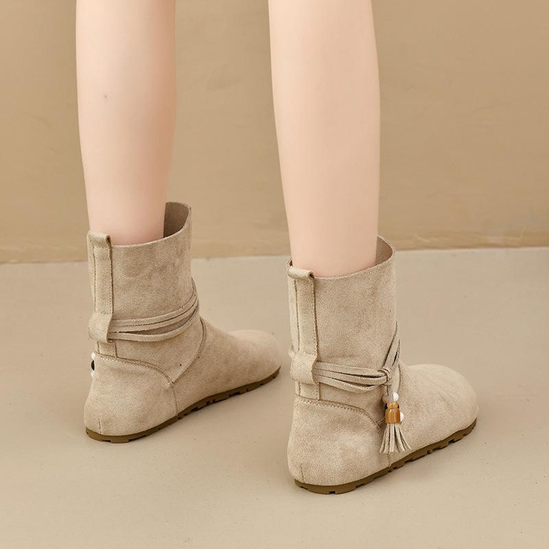 Retro British flat short boots women's 2025 new autumn high-end Martin boots women's skirt slim boots