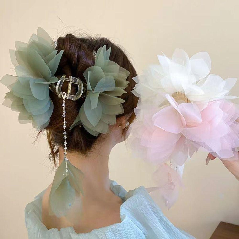 

Elegant Hair Clip Long Tassel Shark Clip New Hairpin Hair Accessories бежевий