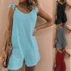 Women's Overalls with Bamboo Sections, Cotton and Linen Pockets, Sleeveless Loose Jumpsuit