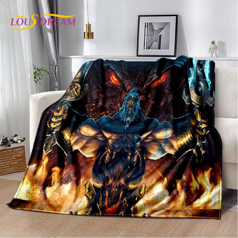 Koc 3D Diablo Gra Gamer Kreskówka Miękki Pluszowy, Koc Flanelowy Koc Narzuta na Salon Sypialnię Łóżko Sofa Piknik Okrycie Dzieci