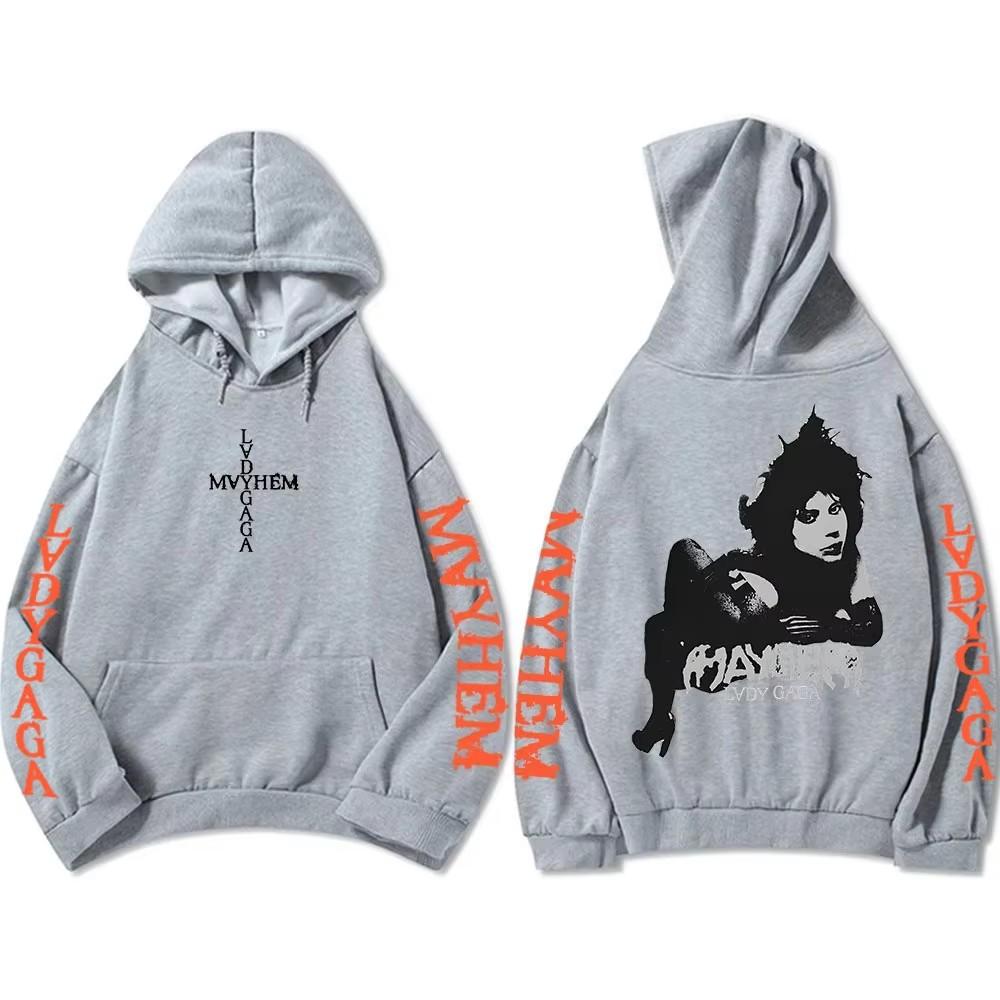 Hooded Pullovers Lady Gaga Mayhem Album Graphic Hoodies Hip Hop Unisex Streetwear Long Sleeve Loose Male Sweatshirts Print Hoody