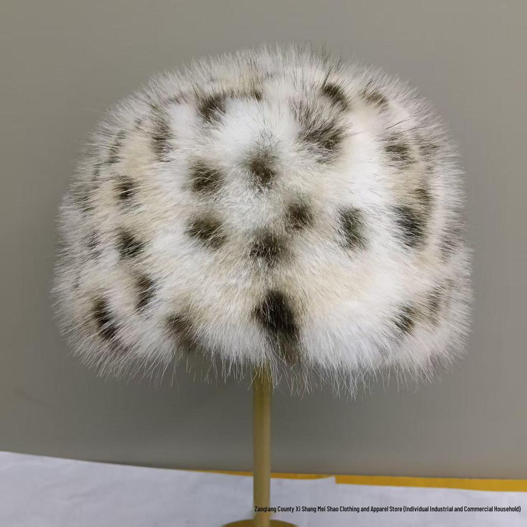 Silver Fox Faux Fur Winter Hat: Plush, Warm, Windproof, Fashionable Flat Top, Versatile Bucket Style