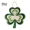 St Patricks Day Gift for Home St. Patrick's Wooden Clover Door Sign with Hemp Rope, Rustic Double Layer Shamrock Hanging Front Welcome Decor
