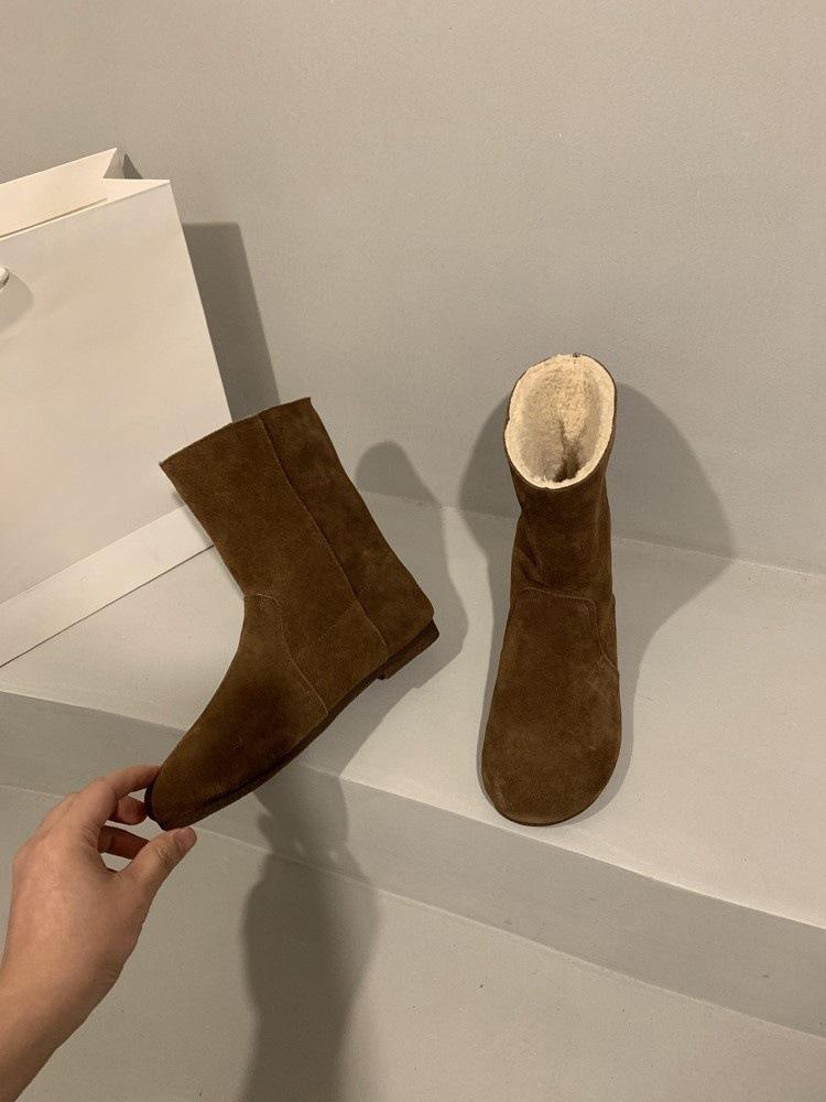 

Зимние женские сапоги-комбинации 2025 года, новые короткие пушистые сапоги Mori в стиле ретро с ботинками из бархатного хлопка 40