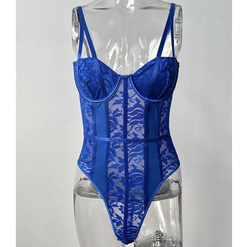 CINOON Women's Sexy Underwear Elasticity Corset Backless Lace Bodysuit Gothic V-Neck Ladies Bustier Breathable Overbust Straps Lingerie