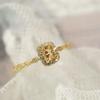 New Small Sugar Cube Ring Women's Light Luxury Yellow Zircon Micro-inlaid Gold Lace Women's Ring.