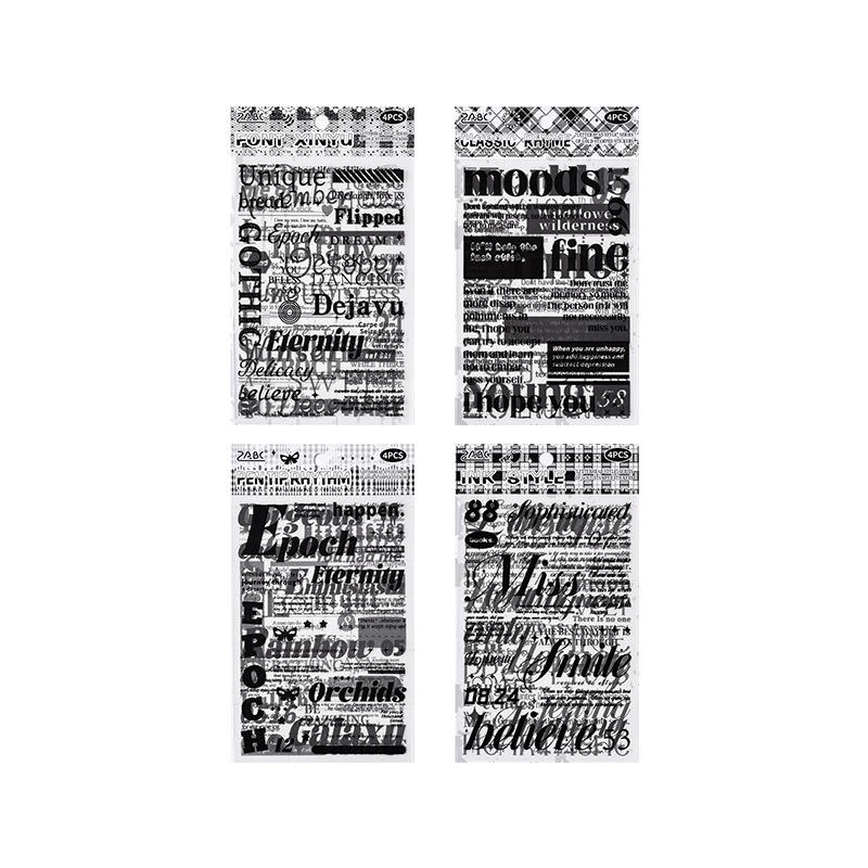 Yuezhen Creative English Imprint Die-Cut PET Journal Stickers