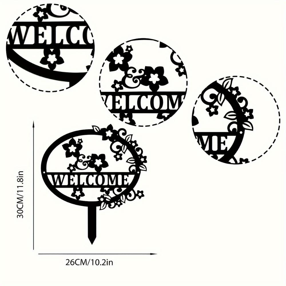 Rustic Metal Welcome Garden Stake Floral Yard Decoration Outdoor Plant Ground Stake for Thanksgiving