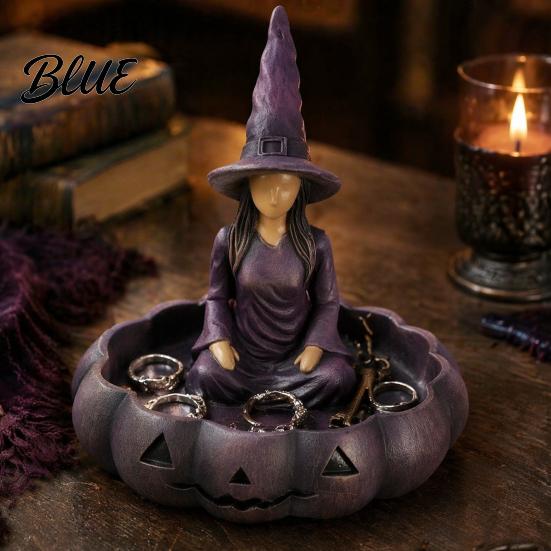 Occult Tabletop Tray Meditating Witch Jewelry Tray Vintage Gothic Resin Decorative Storage Goth Room Decor Dish Mysterious Zen Desktop Organizer for
