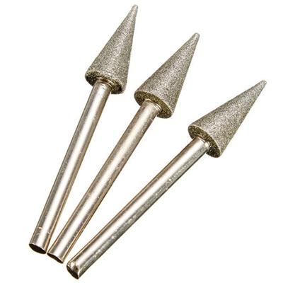 3 Pcs 3mm Shank Emery Grinding Head Cone-shape Electric Grinding Wheel