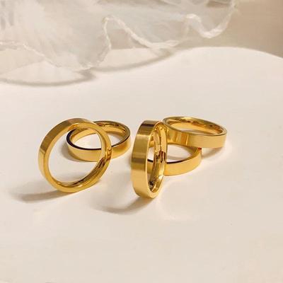 Classic Gold-Plated Titanium Steel Ring: Elegant Unisex Design, Non-Fading