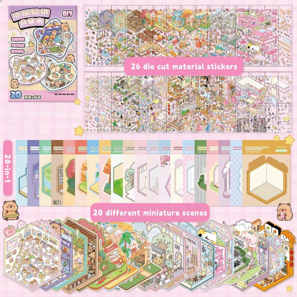 

Колекція наліпок «Мініатюрний ландшафт 20-в-1» ПЕТ Мініатюрна сцена Колаж Подарунок 20-in-1