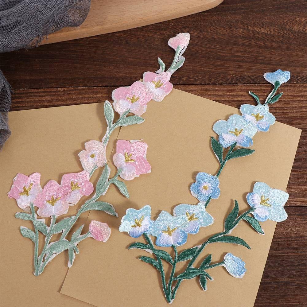 Plum Blossom Flower Embroidered Patches Elegant Iron on Clothing Applique Exquisite Vintage Clothes Patches Sewing