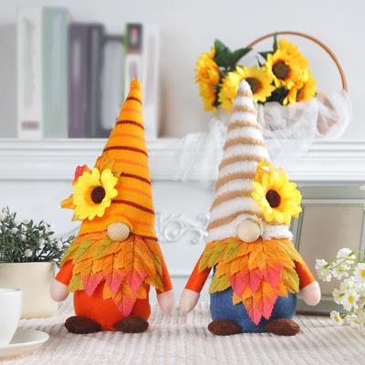 1 Stück Herbstfest Ahornblatt Puppe Sonnenblumen Plüsch Gesichtslose Puppen Ornamente für Zuhause Feiertagsparty Dekorationen