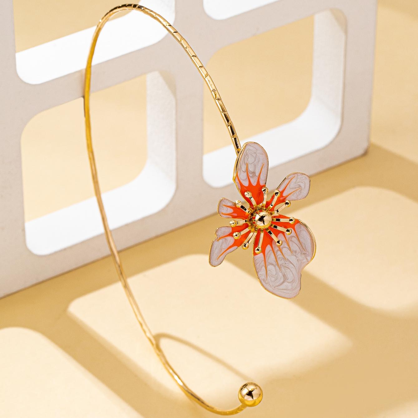

A Simple and Elegant Women s Choker with a Colorful Flower Design, a Sweet and Romantic Jewelry Piece Suitable for Everyday Wear and Vacations оранжевый