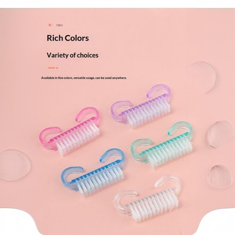 Colorful Soft Nail Cleaning Brushes Dense Bristles Ergonomic Non-Slip Handle for Daily Hand Foot Nail Care
