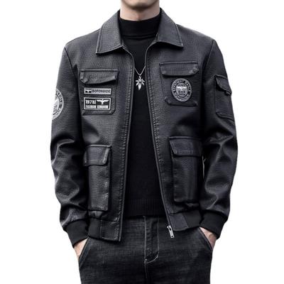 Herren Lederjacke Koreanische Version Pu Motorradanzug Herren Lederjacke Revers Freizeitjacke Herren
