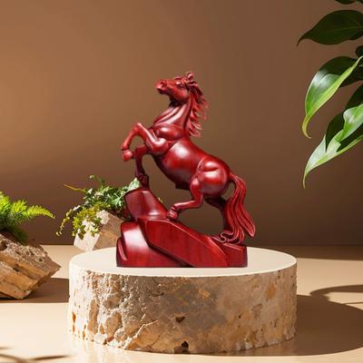 Holzpferd Figur Kleine Pferdestatue 2026 Chinesisches Neujahr Tierkreiszeichen Skulptur Feng Shui Büro Schreibtisch Ornament für Reichtum Glück