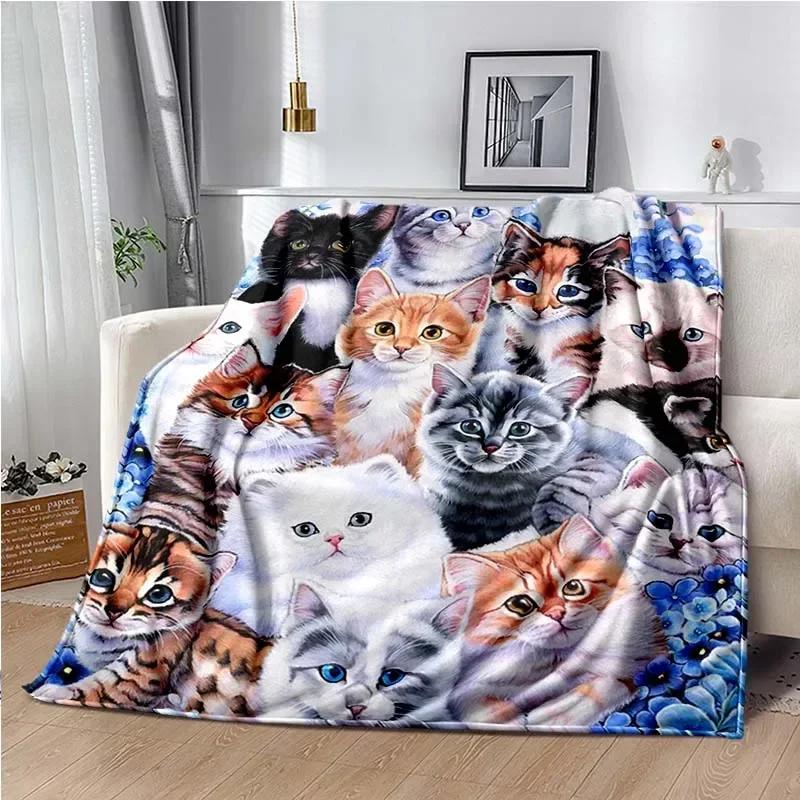 Animal Cat Dog Selfie Super Soft Plush Flannel Throw Blanket Suitable for Living Room Bedroom Sofa Warm Blanket