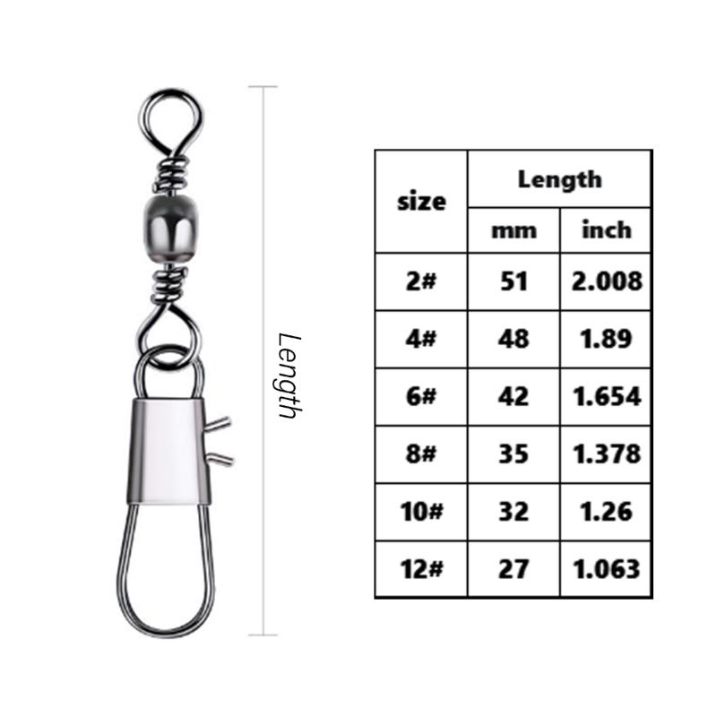 100Pcs Fishing Line Hook Connectors Round Bearing Swivels Fishing Snap Fishing Swivels Fishing Swivels with Locking Snap