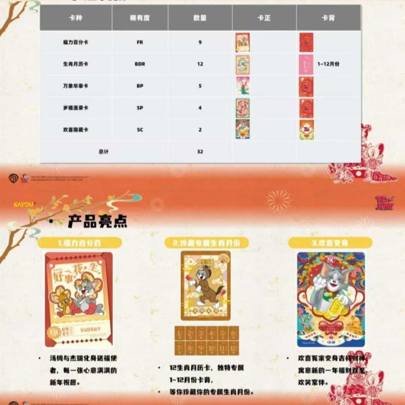 Tom e Jerry Carte Miracolo Collezione Overture Annuale Carta Originale Animazione Cartone Animato Collezione Giocattolo Periferico