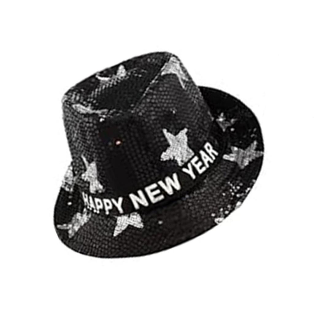 Flashing Sequins Hats with Star Happy New Year Hats With LED Lights And Sequins Perfect For Men And Women Party Supplies