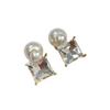 Square Zirconia Pearl Earrings for Women. Light Luxury, High-end, Elegant Style, Large Earrings. A Retro Style, Suitable for Wearing Twice.